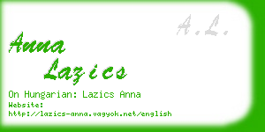 anna lazics business card